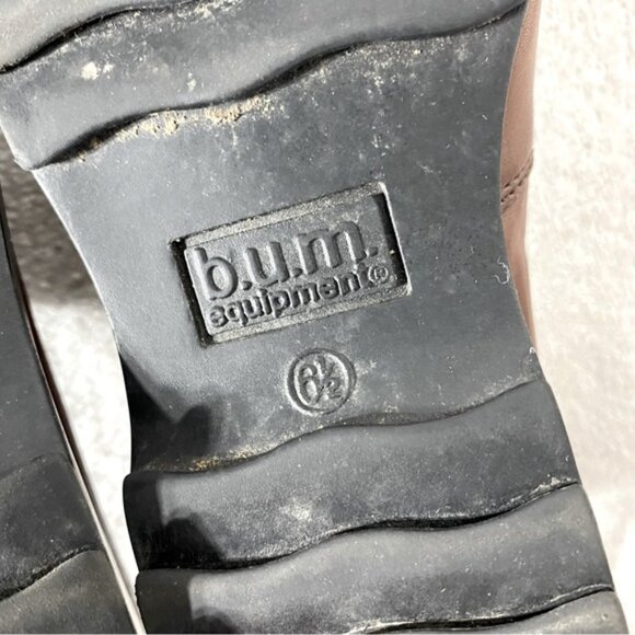 Vintage B.U.M. Equipment Brown Leather Rounded Square Toe Chunky Heel Loafer 6.5 - Picture 7 of 12